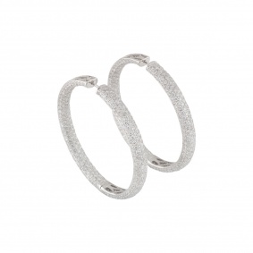 White Gold Diamond Hoop Earrings White Gold Diamond Hoop Earrings